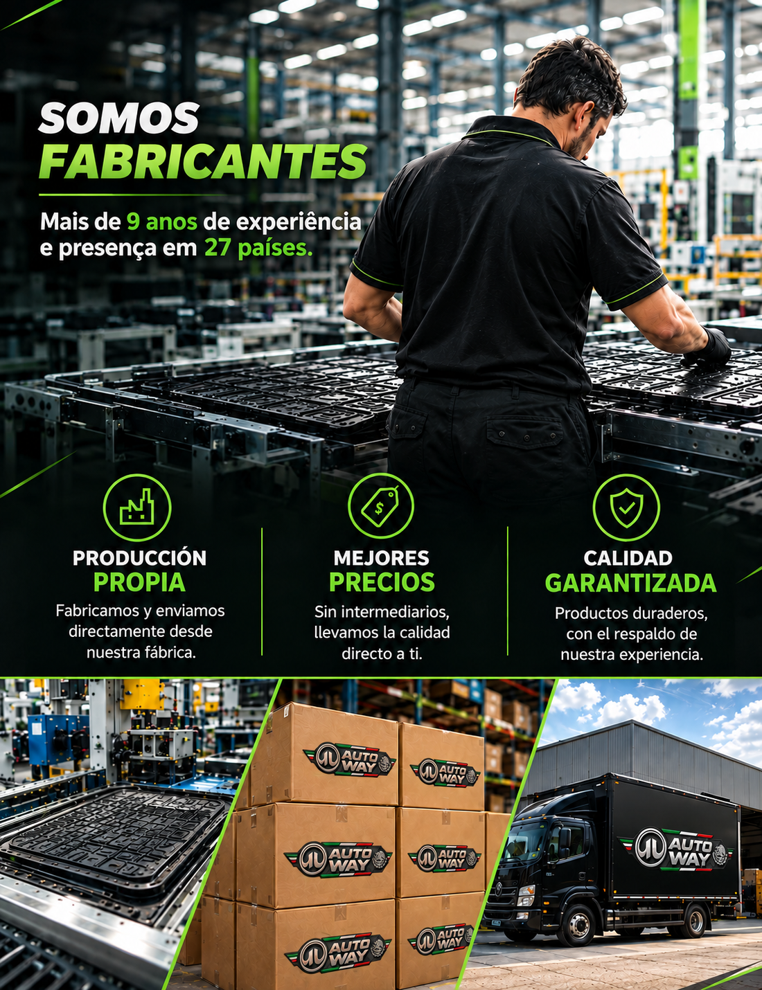 Somos fabricantes — más de 9 años de experiencia y presencia en 27 países